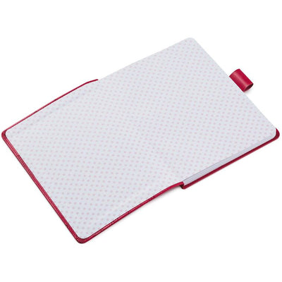 Hallmark Minnie Mouse faux leather notebook with etched Minnie illustration, pink cover, and polka dot interior