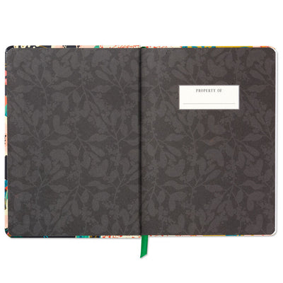 Hallmark mixed floral hardback notebook with bold embossed floral design, linen texture, elastic band, and mini floral print binding