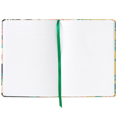 Hallmark mixed floral hardback notebook with bold embossed floral design, linen texture, elastic band, and mini floral print binding