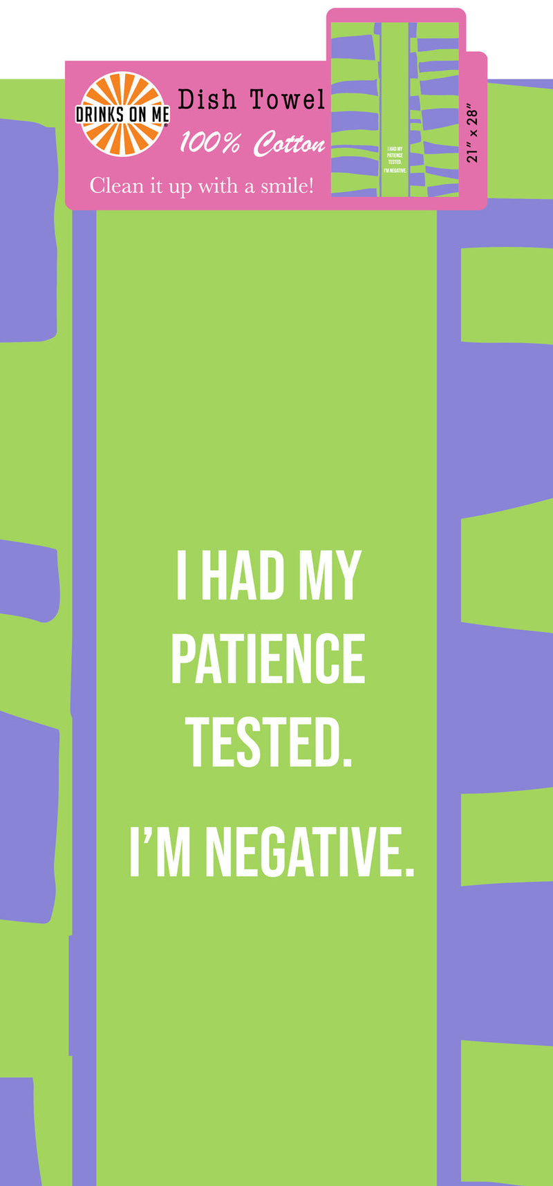 "Negative" dish towel, 100% cotton, featuring a humorous "negative" theme, perfect for adding a touch of personality to your kitchen or dining space.

