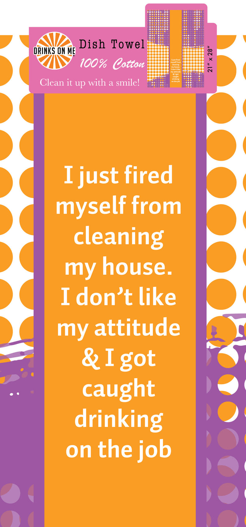  Cotton dish towel with humorous Fired quote, 21x28 inches, perfect for adding a touch of humor to your kitchen chores.