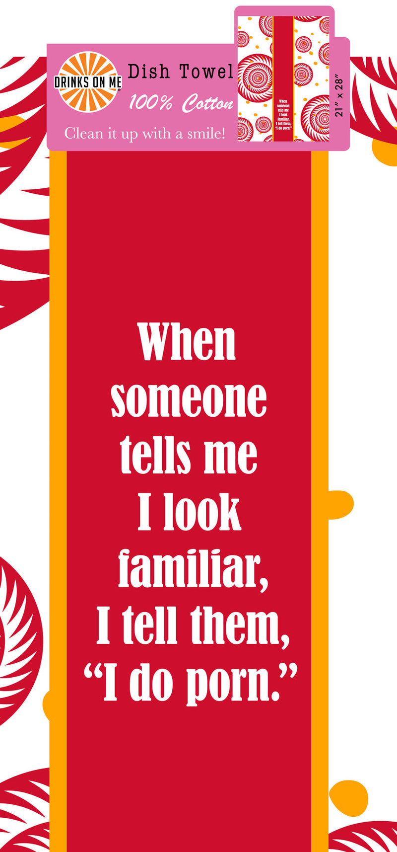 Porn Dish Towel, 100% cotton, 21"x28", humorous and playful design perfect for adding fun to your kitchen decor.