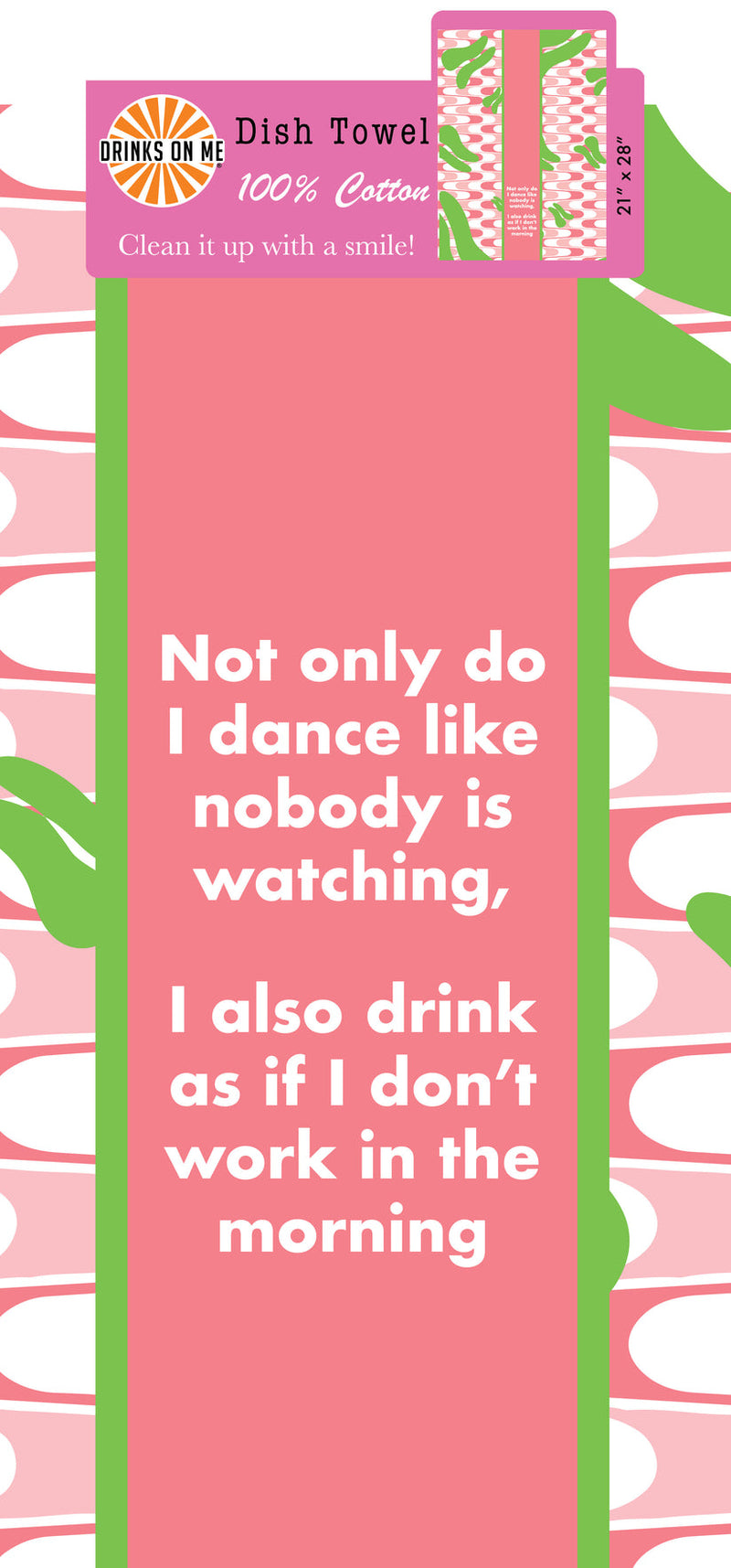 Don’t Work in the Morning dish towel, 100% cotton, 21x28, with a humorous and relatable design, perfect for kitchens.
