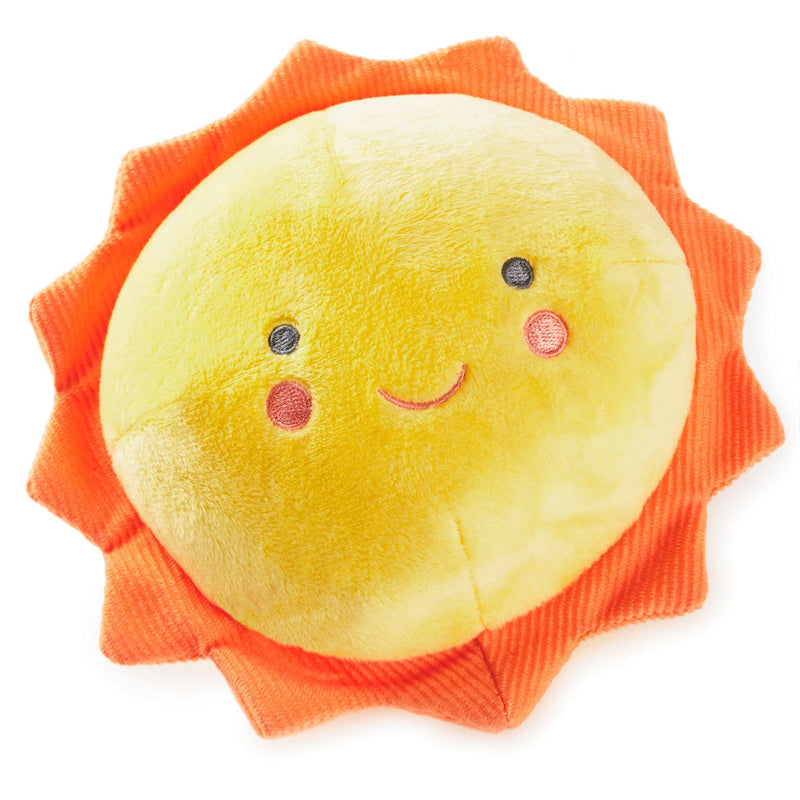 Plush sun toss-around toy with lights and sound effects for interactive play.

