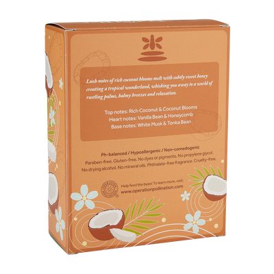 Naked Bee Coconut & Honey gift set with hair and body mist and moisturizing lotion in tropical-inspired packaging.

