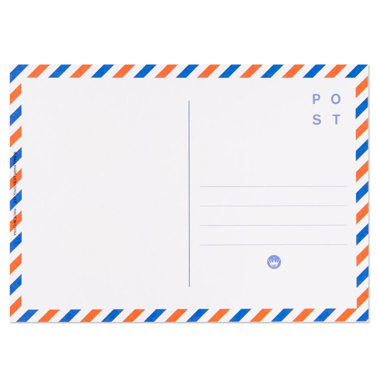 Hallmark postcard booklet Keep It Sunny with colorful designs, blue and pink lettering, retro accents, rainbows, and smiley faces, book of 10 postcards