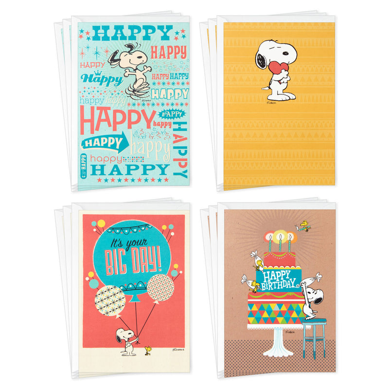 Peanuts Snoopy Assorted Birthday Cards, Pack of 12