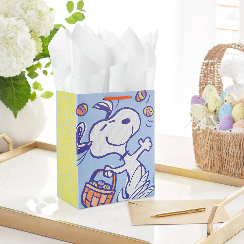 9.6" Peanuts® Snoopy With a Basket of Easter Eggs Medium Gift Bag