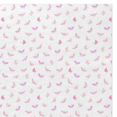 Pink Butterflies on White Tissue Paper, 6 sheets
