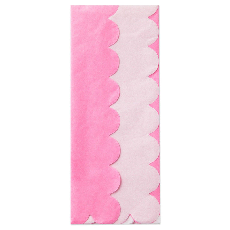 Pink and White Scalloped Tissue Paper, 4 sheets