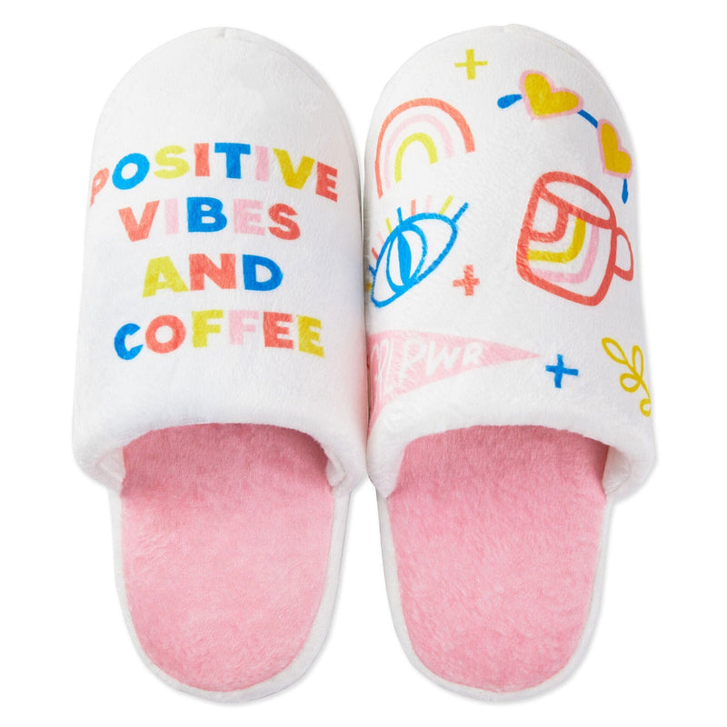Positive Vibes and Coffee Slippers With Sound, Small/Medium