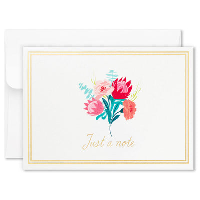 Assorted floral thank you note cards in six designs, box of 24 with envelopes, includes foil accents.