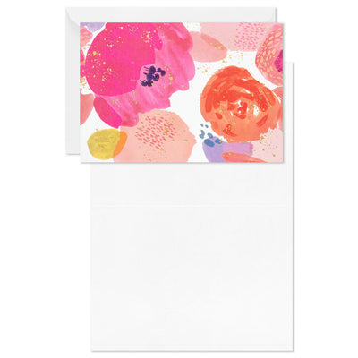 Hallmark blank cards boxed set with pink watercolor designs, brushstrokes, florals, gold foil accents, pack of 12
