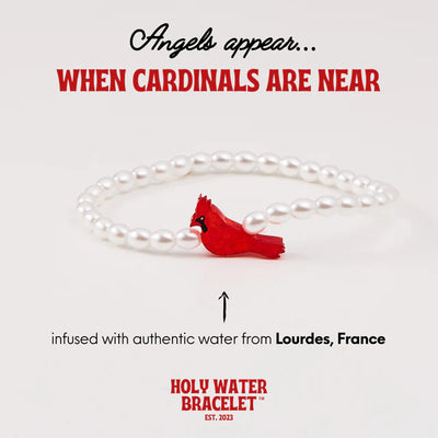 Holy Water Red Cardinal Bracelet in Crystal Pearl