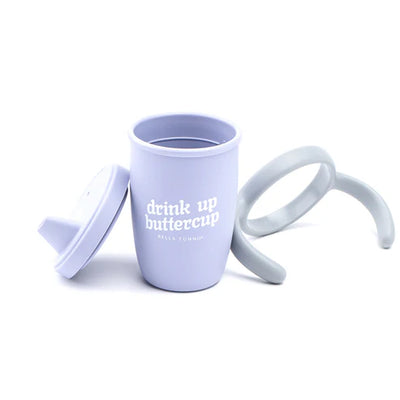 Bella Tunno Drink Up Buttercup Happy Sippy Cup made of durable food-safe silicone with removable handles, soft spout.