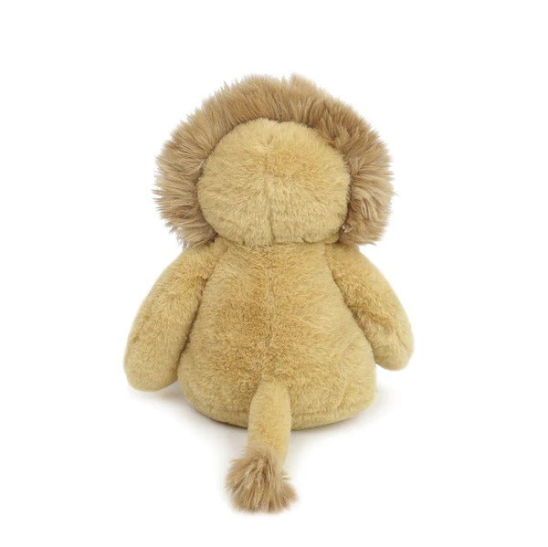 A 13-inch Mon Ami Goldie Lion plush toy with golden brown fur, a soft faux fur mane, and movable limbs for cuddles and play.