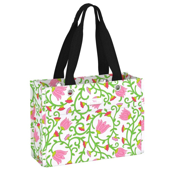Small reusable gift bag in Late Bloomer print, features sturdy handles and grommets for ribbon—perfect for gifting or everyday use.