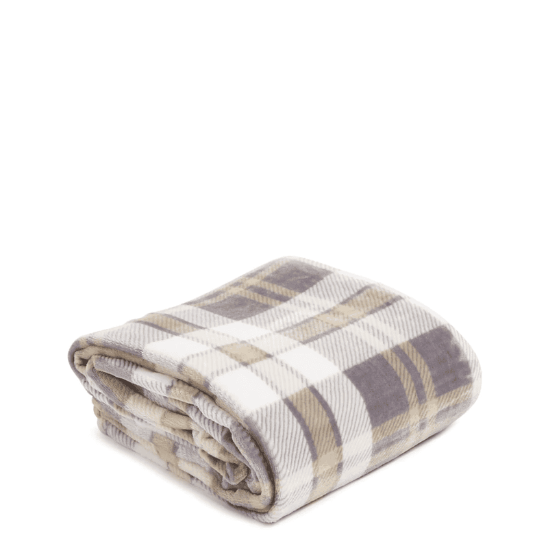 Plush Throw Blanket - Fireplace Plaid Neutral