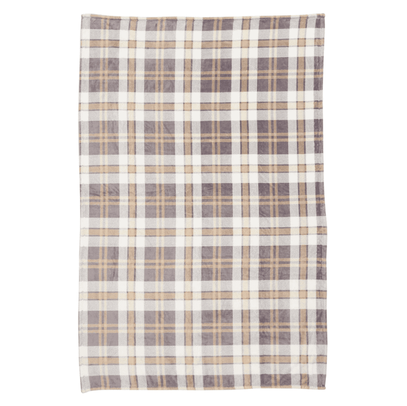 Plush Throw Blanket - Fireplace Plaid Neutral