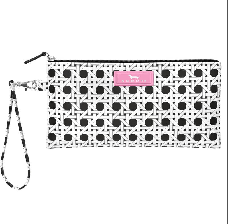 Kate Wristlet in Cane Fonda pattern, compact lightweight wristlet with detachable strap and zip closure