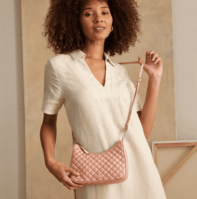 Frannie Mini Crescent Crossbody - Rose Quartz