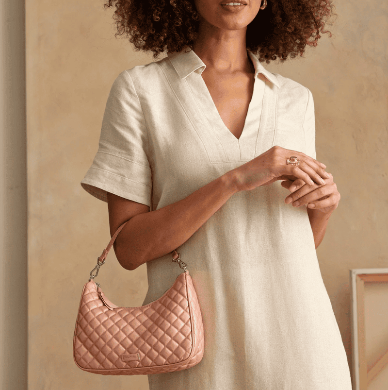 Frannie Mini Crescent Crossbody - Rose Quartz