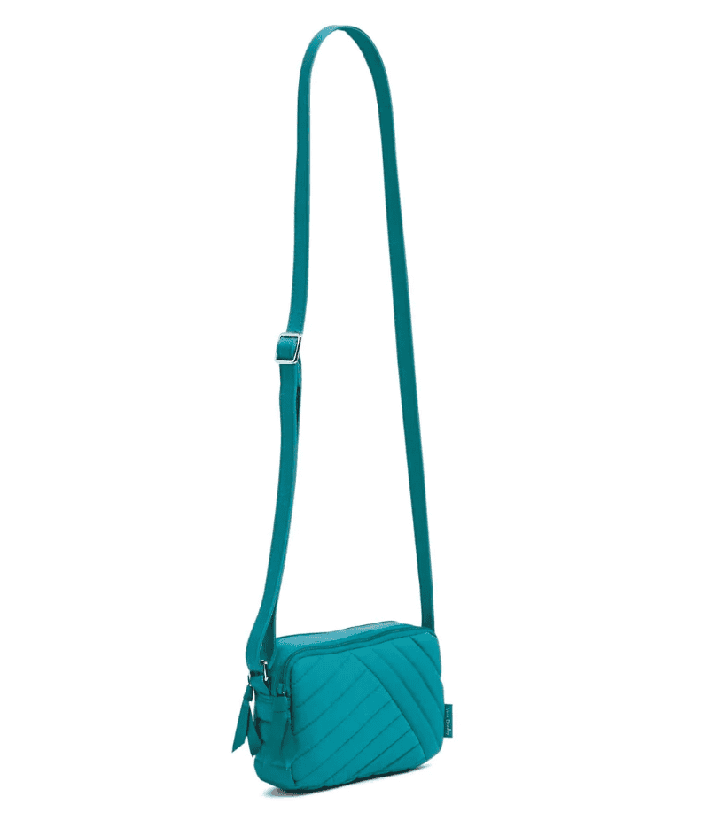Vera Bradley Evie Mini Crossbody in Forever Green with two compartments and adjustable strap