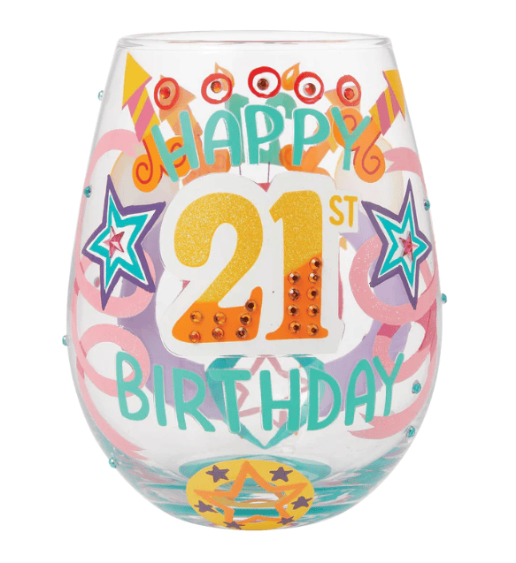 Lolita Happy 21st Stemless Wine Glass
