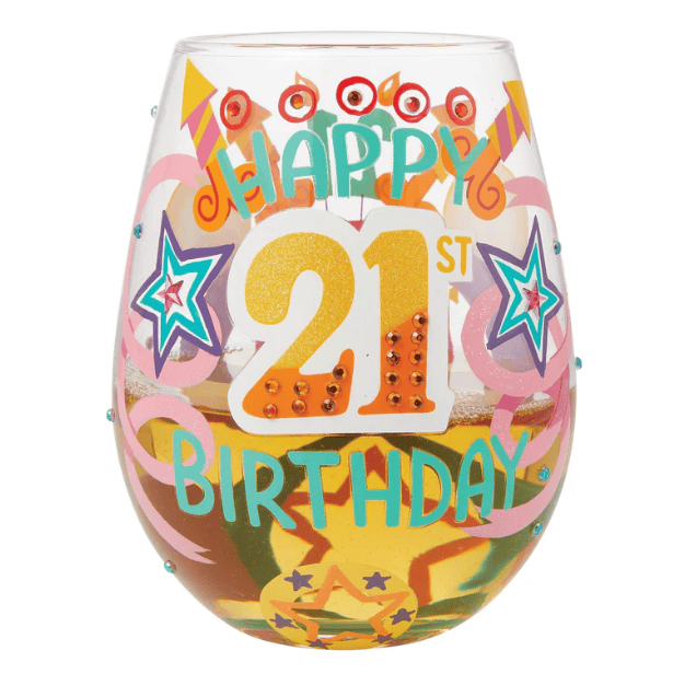 Lolita Happy 21st Stemless Wine Glass