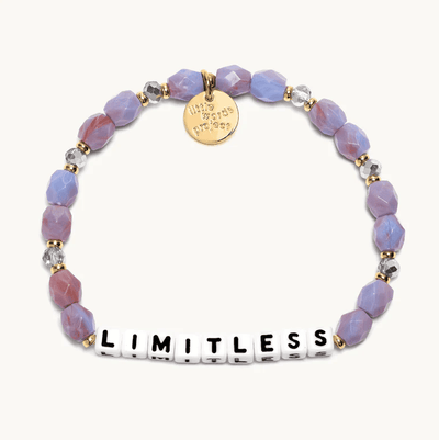 M/L bracelet with Limitless letter beads and galaxy-inspired marble beads, designed to activate inner strength and empower the wearer.
