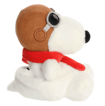 Flying Ace Palm Pal plush by Aurora, featuring Snoopy in his aviator gear as a soft, collectible pocket-sized Peanuts plush.