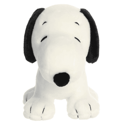 10-inch Standing Snoopy plush by Aurora with white fur, black ears, and red collar, standing upright in a classic Peanuts pose.