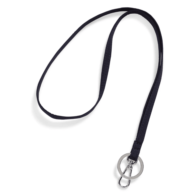 Classic navy Vera Bradley water-repellent performance twill lanyard with key ring and badge clip
