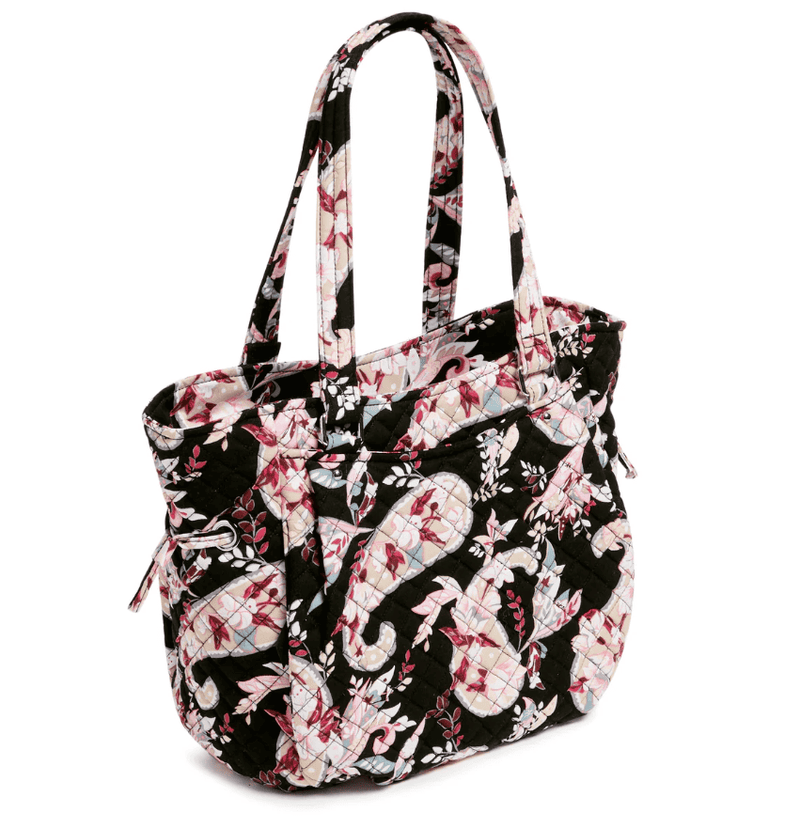 Botanical Paisley Glenna satchel purse with dual straps, cinchable sides, and exterior slip and zip pockets.