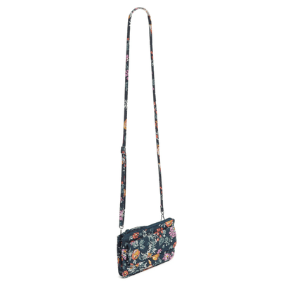 Vera Bradley RFID Wallet Crossbody in Botanical Ditsy with recycled cotton, flap & zip closures, card slots, and adjustable strap
