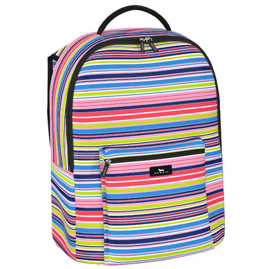 Scout Pack Leader backpack in Line Up print with padded shoulder straps, laptop sleeve, and multiple zippered compartments