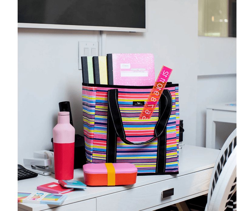 Scout Study Haul tote bag in Line Up print, durable zip-top work tote with multiple pockets fits two 3-inch binders