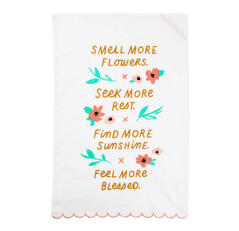 Smell More Flowers Tea Towel
