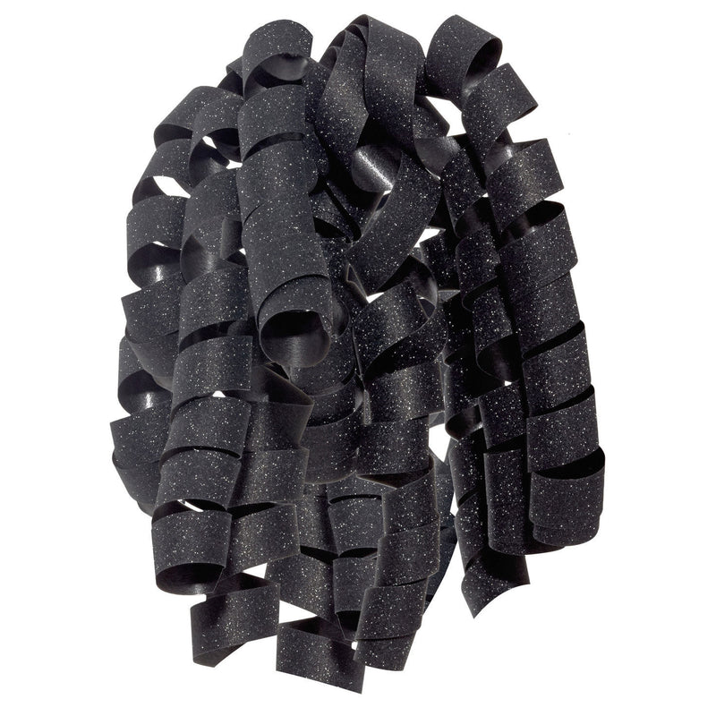 Hallmark black curly ribbon gift bow with sparkling finish and corkscrew-style curls for high volume.