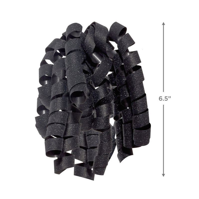 Hallmark black curly ribbon gift bow with sparkling finish and corkscrew-style curls for high volume.