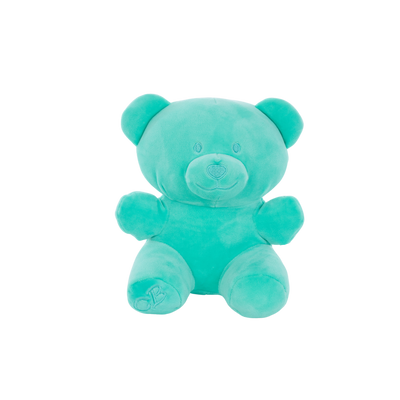 Teal 12 inch Candy Bear plush with a sweet smiling face and soft cuddly texture