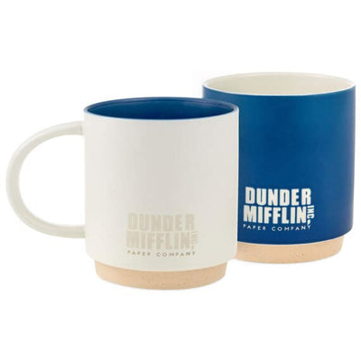 Two mugs stacked together. The top mug reads “Assistant to the Regional Manager” and the bottom mug reads “Regional Manager