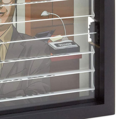The Office wall decor with Dwight Schrute quote on blinds and hidden illustration revealed by turning a back dial.
