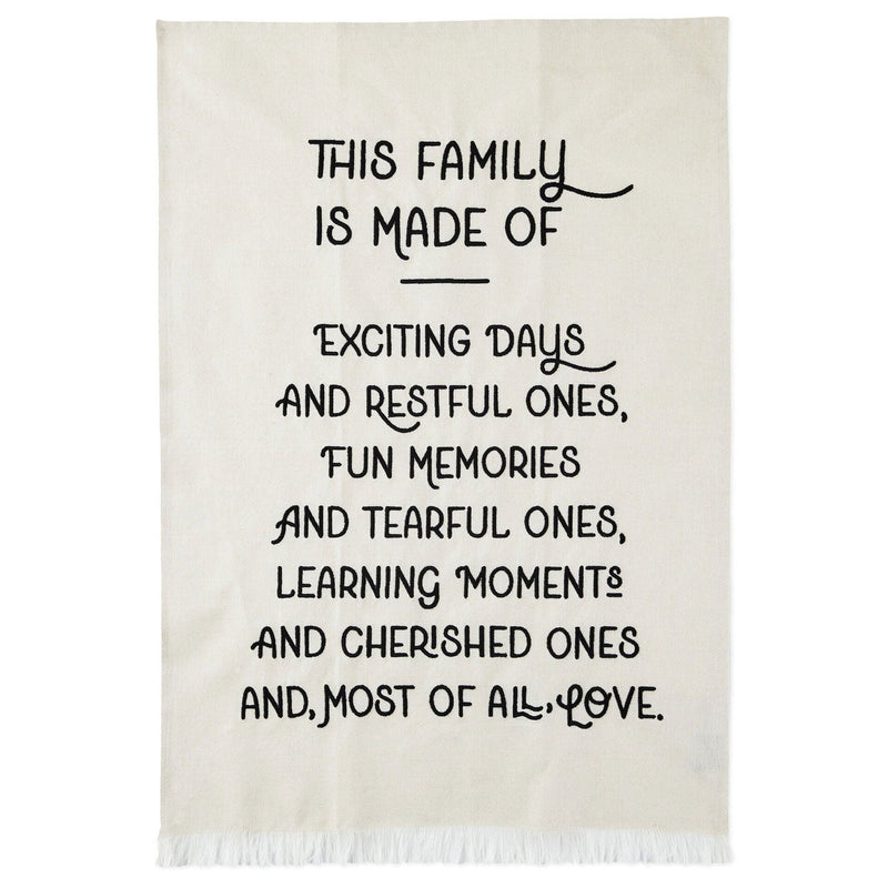 This Family Tan Fringed Tea Towel, 18x26