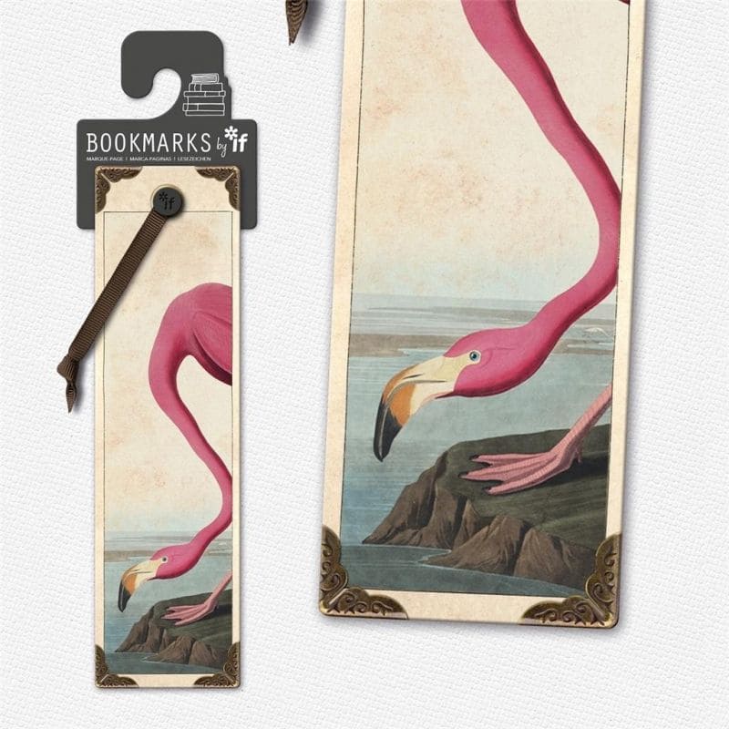 Magnetic bookmarks from the Vintage Collection featuring pink flamingos and tropical foliage in a vintage illustration style.