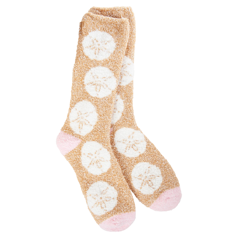 Warm and ultra-soft crew socks with a coastal sand dollar design in plush spring knit for cozy, everyday comfort.