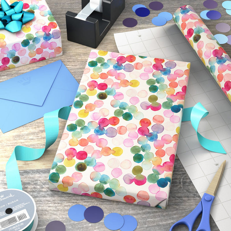 Watercolor Dots Wrapping Paper Roll