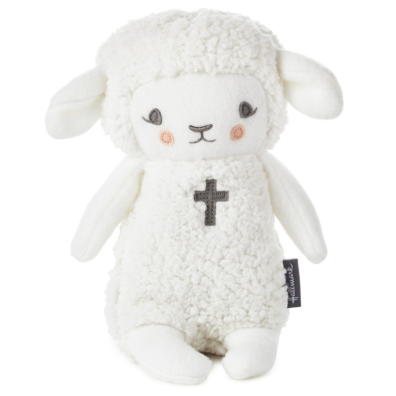 Hallmark plush lullaby lamb with embroidered cross and “Jesus Loves Me” music feature.