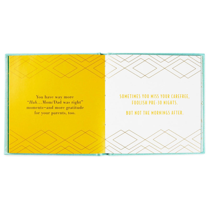 Hallmark Why 30 Is Amazing blue birthday book with gold foil and die-cut 30 cover design