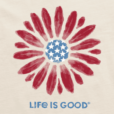 Women’s lightweight Crusher-LITE tee with Americana daisy graphic, soft garment-washed cotton, and slight waist shape. 

